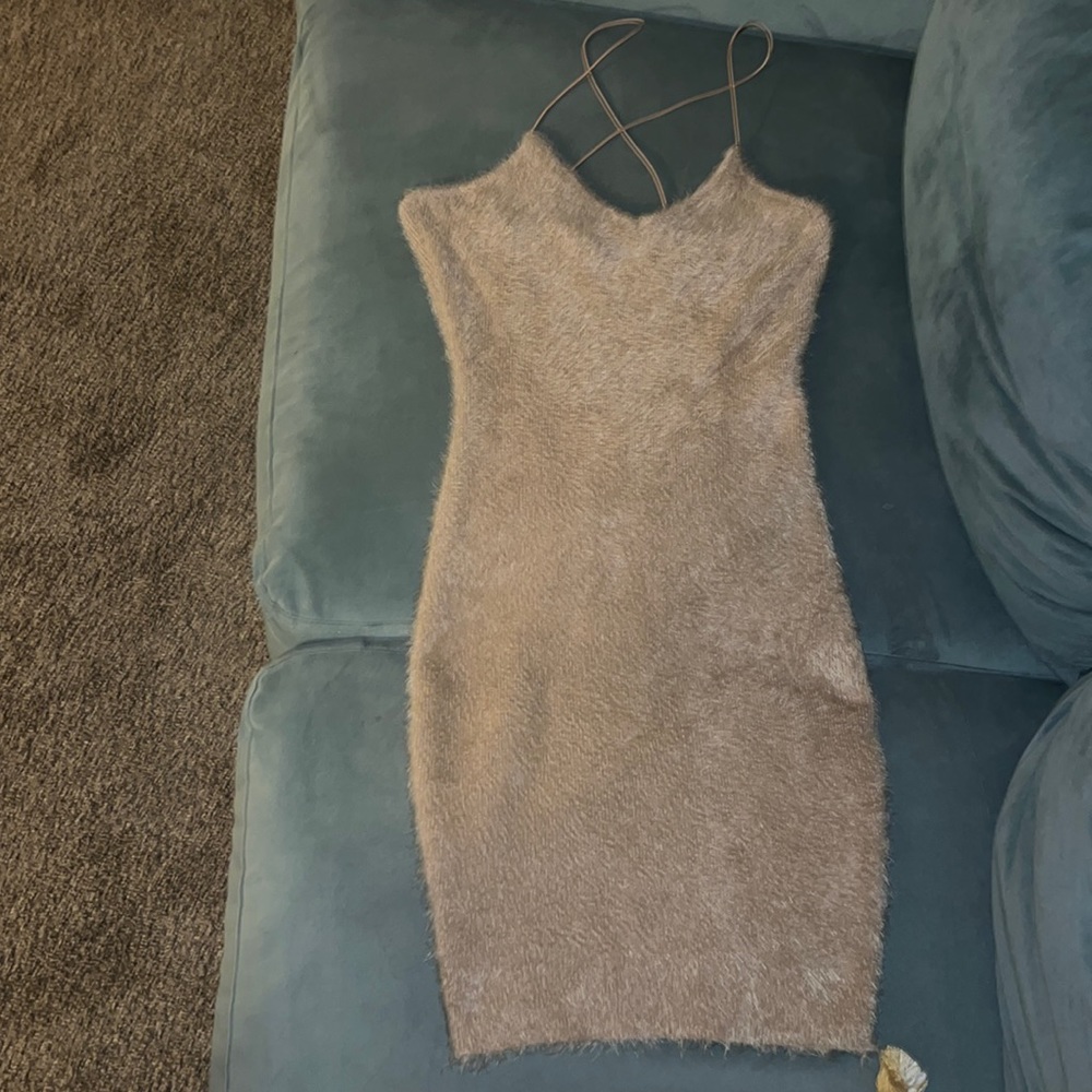 Nude Fur Dress from Fashion Nova🥂🧸🍨